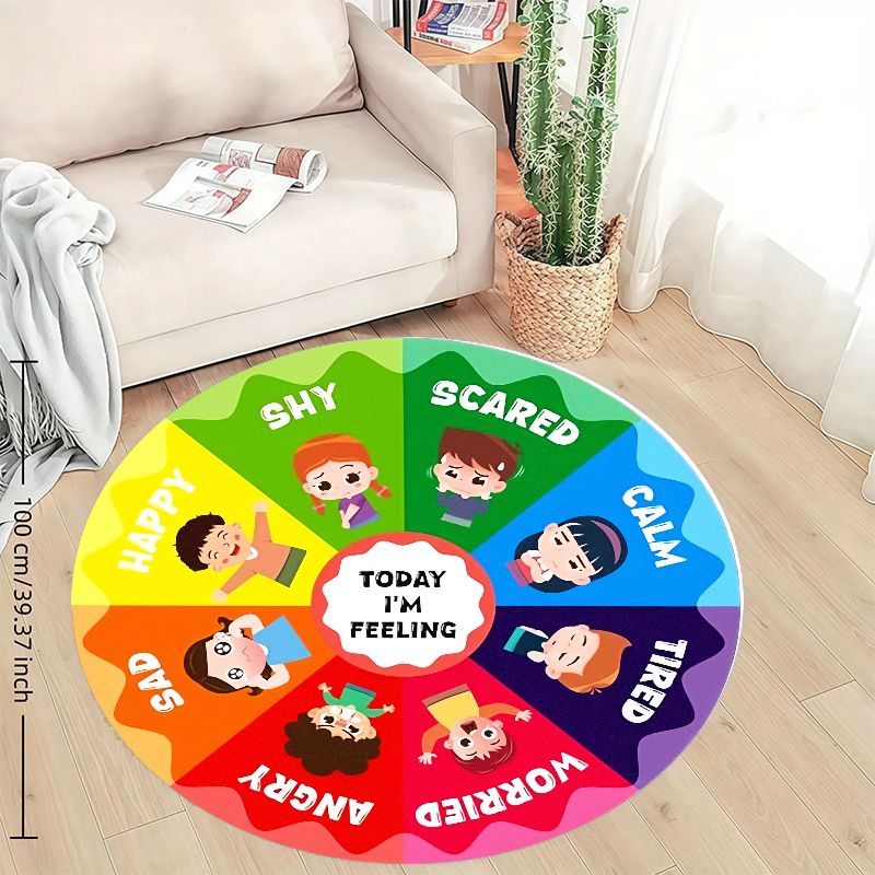 Emotion Wheel Kids Round Rug F - Kids Education Room 评论和价格